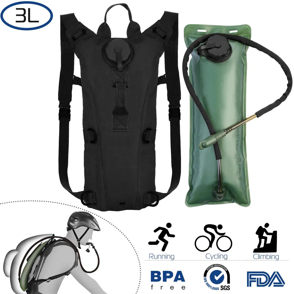 Tactical Hydration Pack 3L - Lightweight Water Bladder Backpack for Hiking & Running