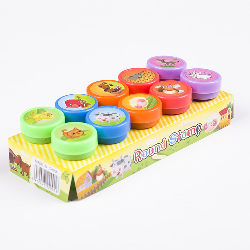 Kids Reward Stamps - Cute Cartoon Animal Self-Inking Encouragement Stamp Set