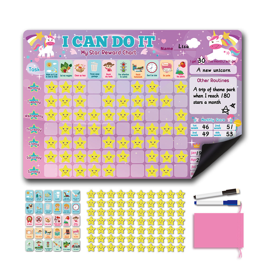 Kids Magnetic Reward Chart - Behavior and Routine Chore Board for Children