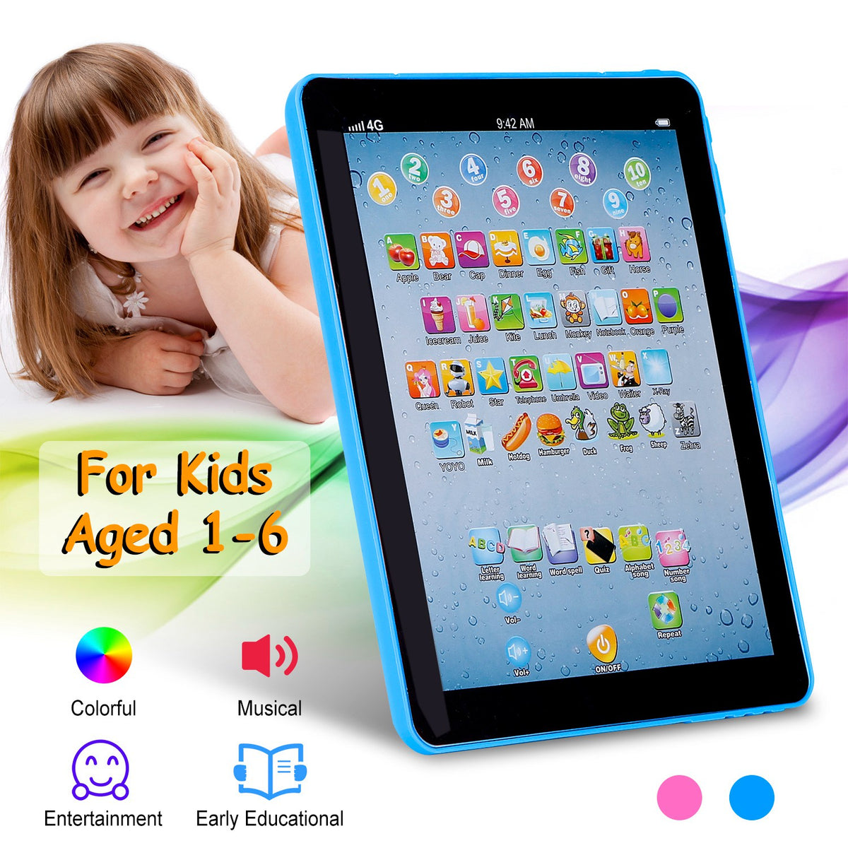Baby Learning Tablet Toy - Interactive Touch-and-Learn Pad with Sounds for Toddlers