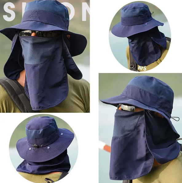 Wide Brim Sun Hat UV Protection Bucket Cap For Hiking Camping