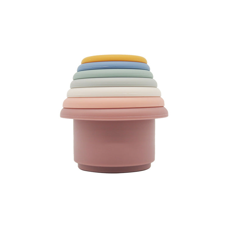 Baby Stacking Cups - Silicone Nesting Rainbow Cups Educational Toy