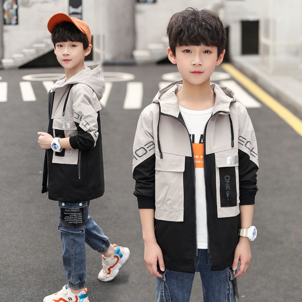 Kids Hooded Windbreaker Jacket - Lightweight Windproof Coat for Boys & Girls