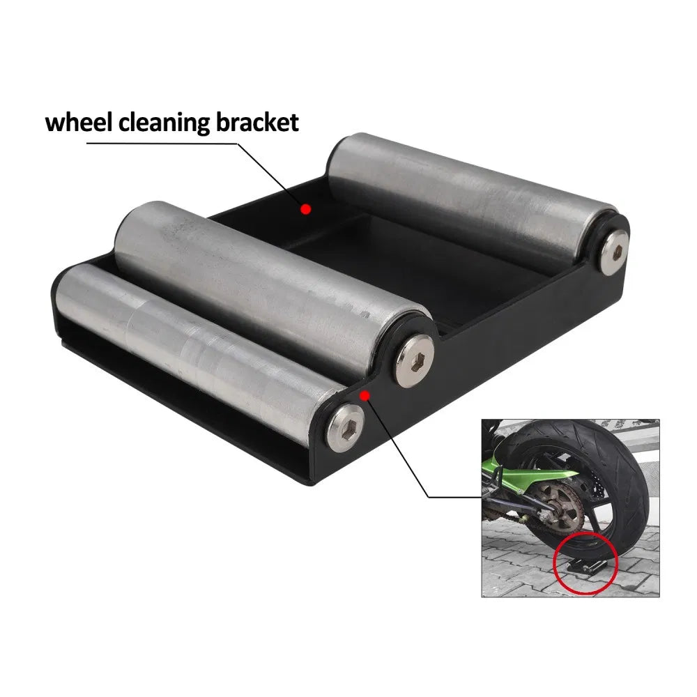 Motorcycle Wheel Cleaning Stand With Motorcycle Bike