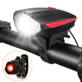 Bike Headlight with Horn - USB Rechargeable LED Bicycle Front Light with 130dB Bell