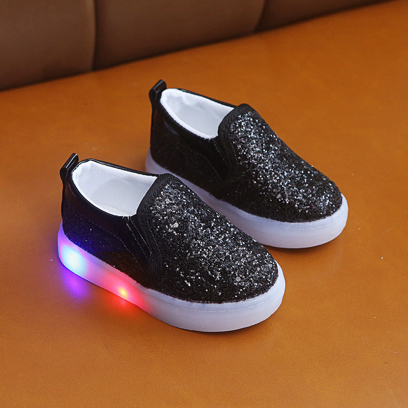 Kids LED Light-Up Sneakers - Glowing Sequin Shoes for Boys & Girls