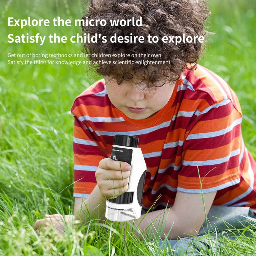 Kids Microscope 50X-300X - Handheld Portable Science Microscope for Young Explorers