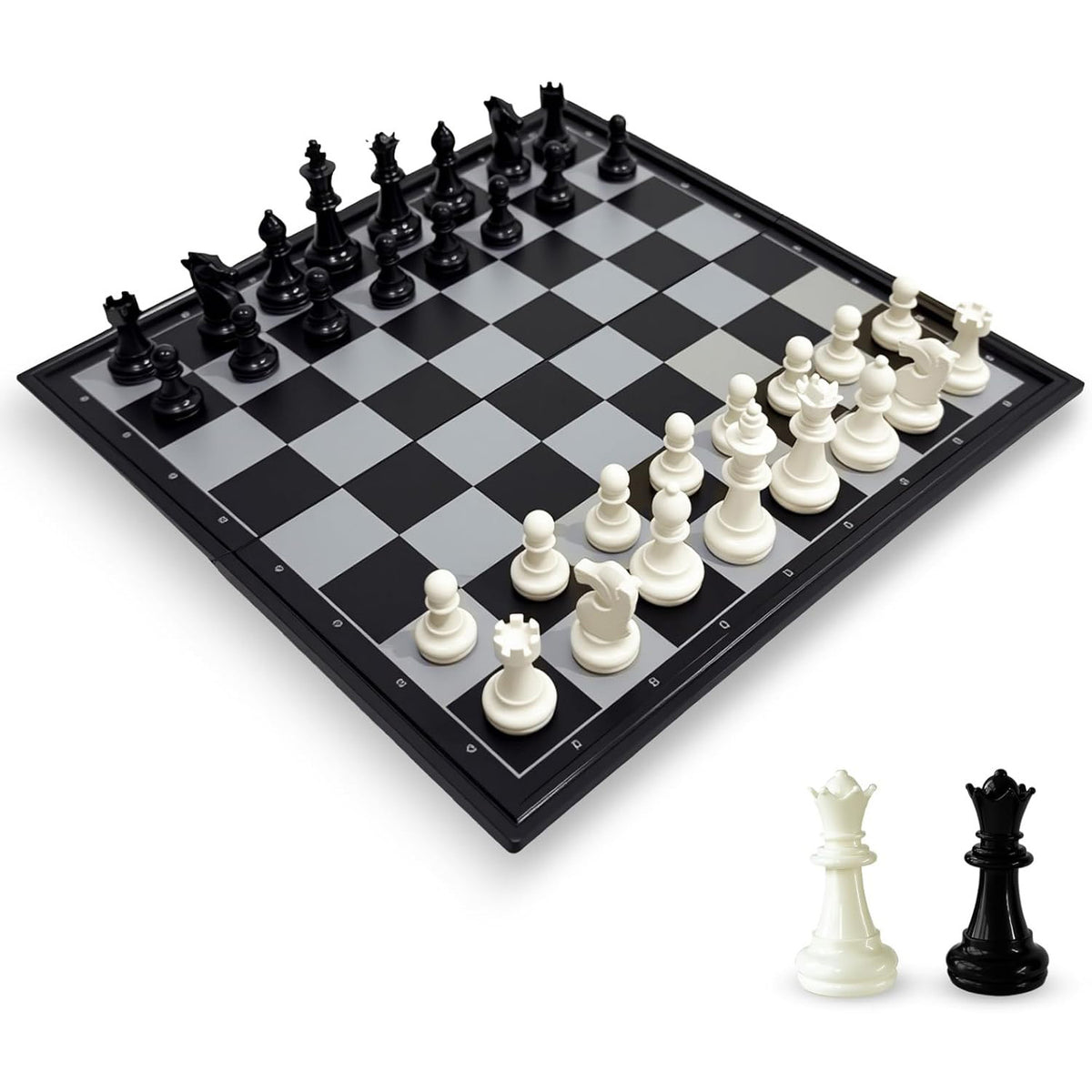 Magnetic Travel Chess Set - 9.8in Folding Board with Storage for On-the-Go Games