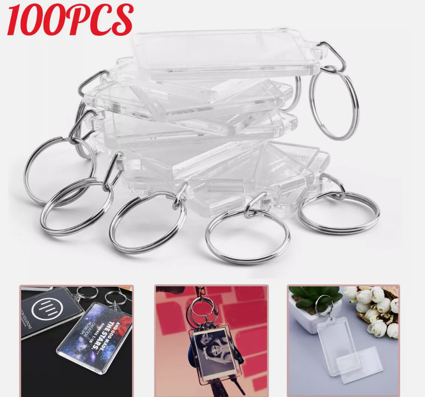Blank Keyring Acrylic Plastic Passport Photo Key Rings