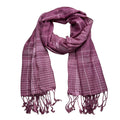 2pcs Bright Color Block Fuchsia Yarn-Dyed Scarf