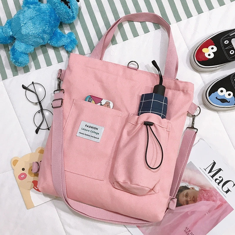 Harajuku Canvas Backpack - Cute Preppy School & Travel Bag for Women