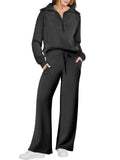 Leisure Sports Suit Long-sleeve Zipper Sweatshirt Wide Leg Pants