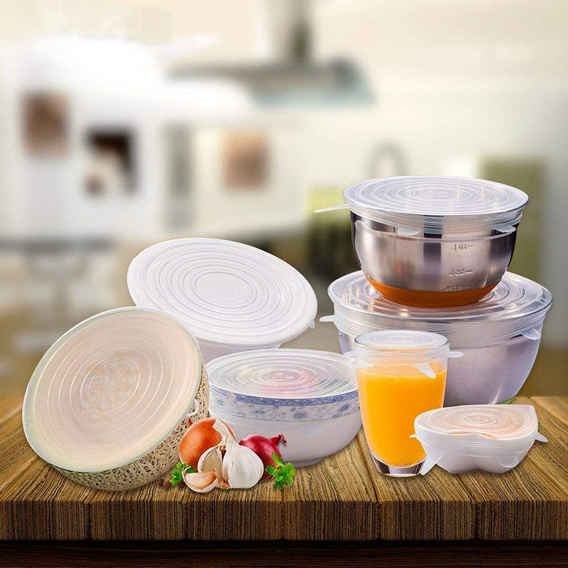 Reusable Silicone Stretch Lids — Set of 6 Airtight Food Covers