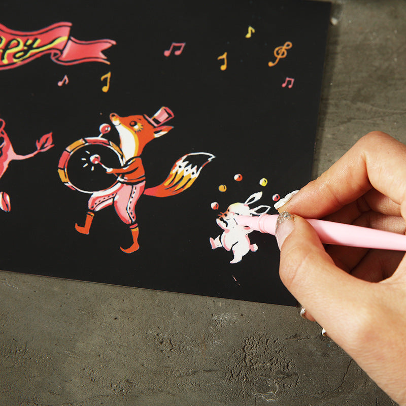 Kids Scratch Art Paper Set with Stylus 12 Sheets