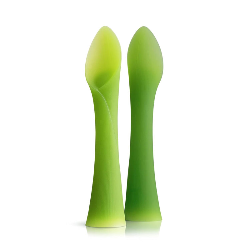 Silicone Baby Training Spoons 2-Pack - Soft-Tip Self-Feeding Weaning Spoons