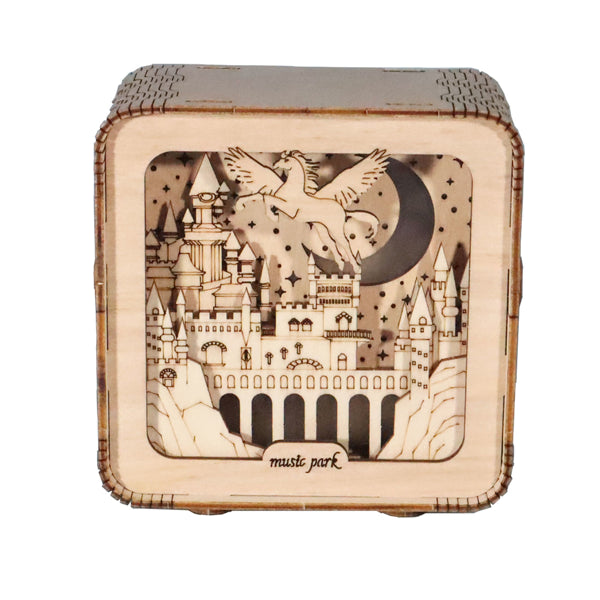 3D Wooden Puzzle Pegasus Castle - DIY Model Kit with Night Light Desk Decor