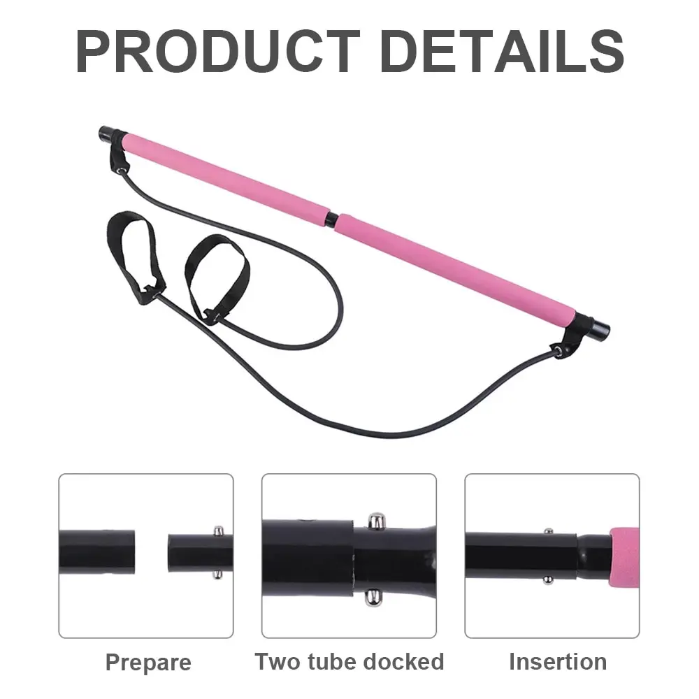 Pilates Bar Stick with Resistance Bands - Portable Full-Body Toning Trainer