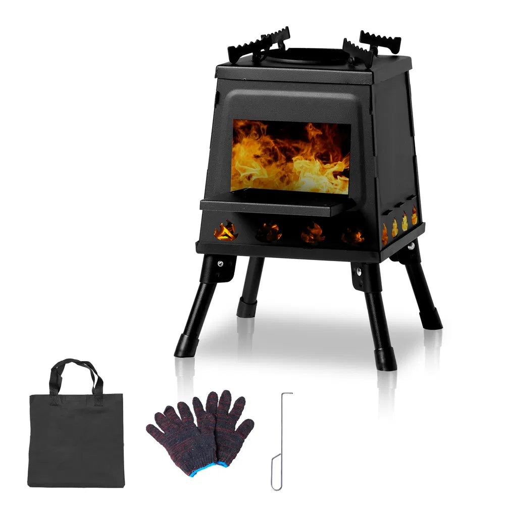 Stainless Steel Wood Camping Stove - Portable Backpacking Cooker for Outdoor Adventures