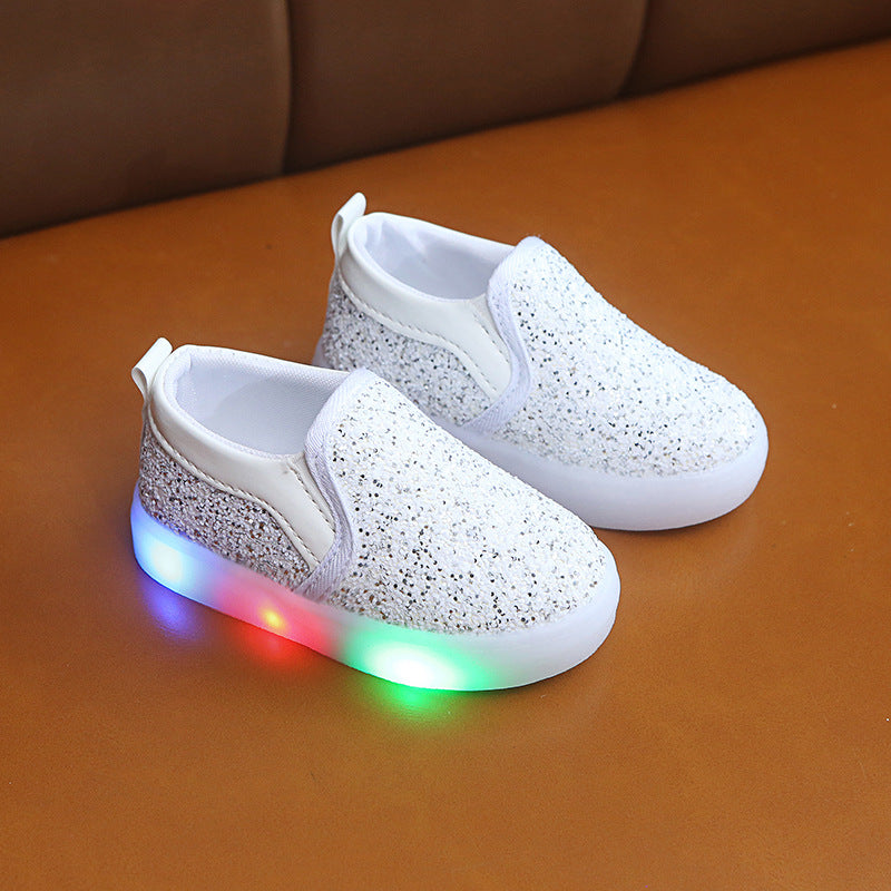 Kids LED Light-Up Sneakers - Glowing Sequin Shoes for Boys & Girls