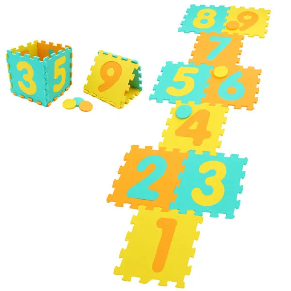 Hopscotch Foam Play Mat - 9-Tile Interlocking Jumping Mat for Kids
