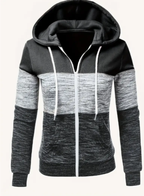 Women's Color Block Zip-Up Hoodie