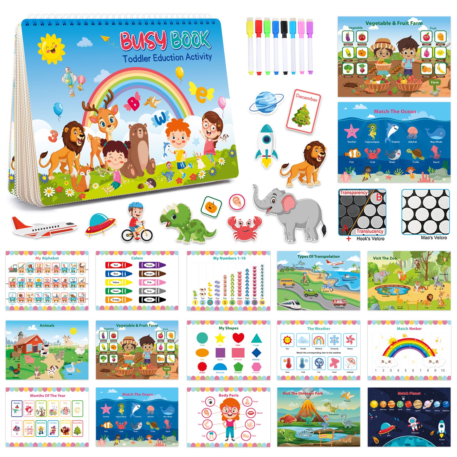 Kids Montessori Busy Book - Early Learning Quiet Activity Book
