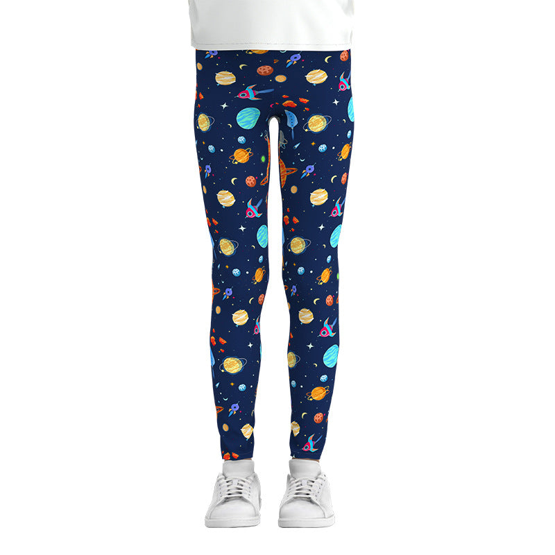 Girls Leggings - Soft Stretchy Cotton Printed Leggings for Kids