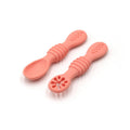 Baby Silicone Spoon & Fork Training Set - Soft Self-Feeding Utensils