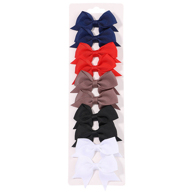 Baby Girls Hair Clips Set (10 Pcs) - Cute Ribbon Bow Barrettes