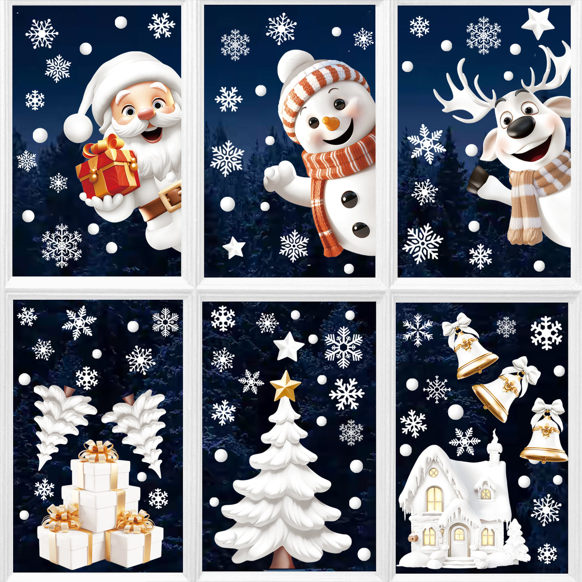 Inreeme Christmas Window Stickers Decorations