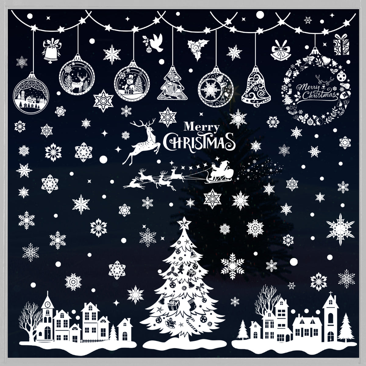Inreeme Christmas Window Stickers Decorations
