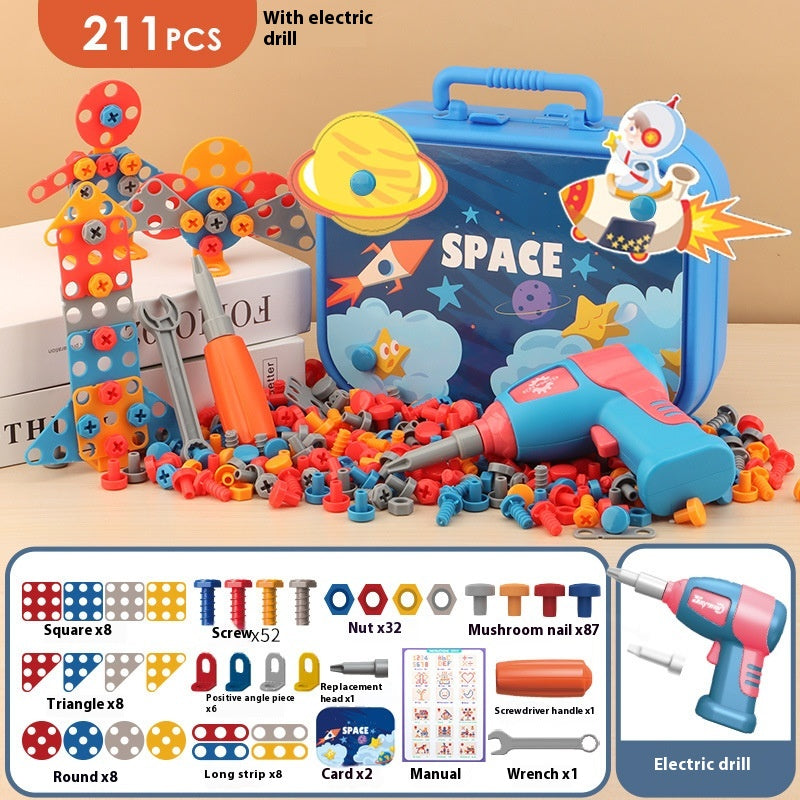 Kids Toy Tool Set with Working Electric Drill - Take-Apart Building Toy