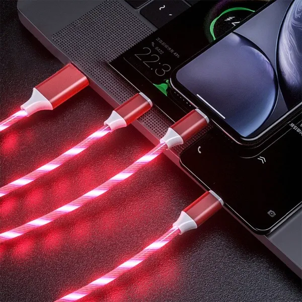 3-in-1 LED Fast Charging Cable - USB-C, Micro & Lightning Charger Cord