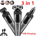 Rotary Electric Shaver - Waterproof Rechargeable Razor with Pop-Up Trimmer