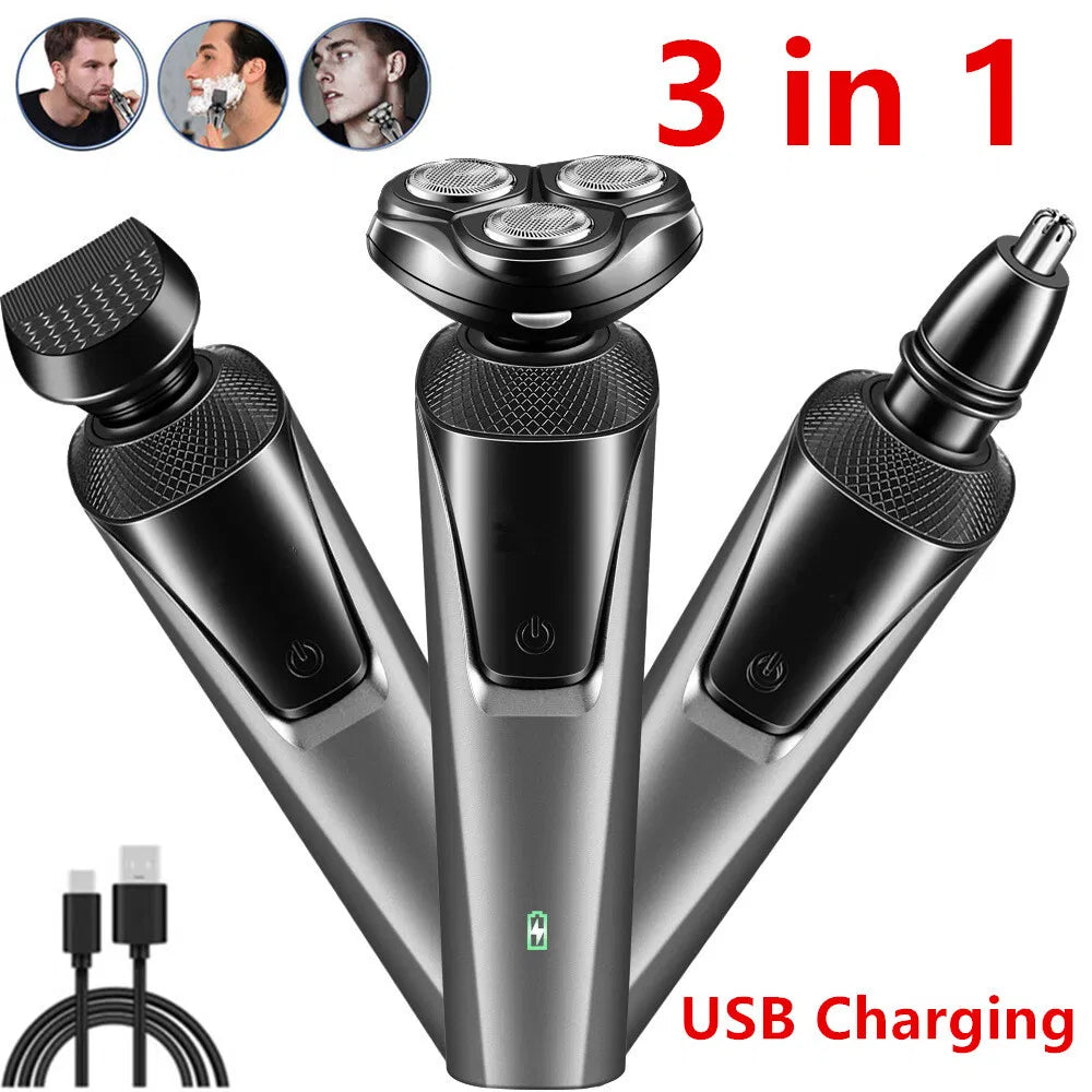 Rotary Electric Shaver - Waterproof Rechargeable Razor with Pop-Up Trimmer