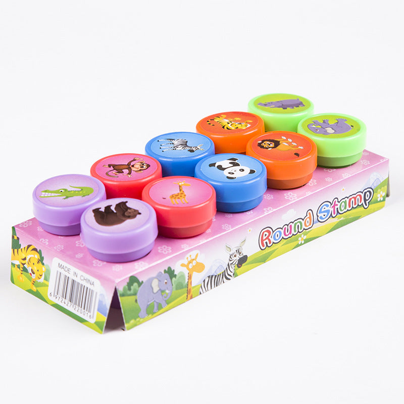 Kids Reward Stamps - Cute Cartoon Animal Self-Inking Encouragement Stamp Set