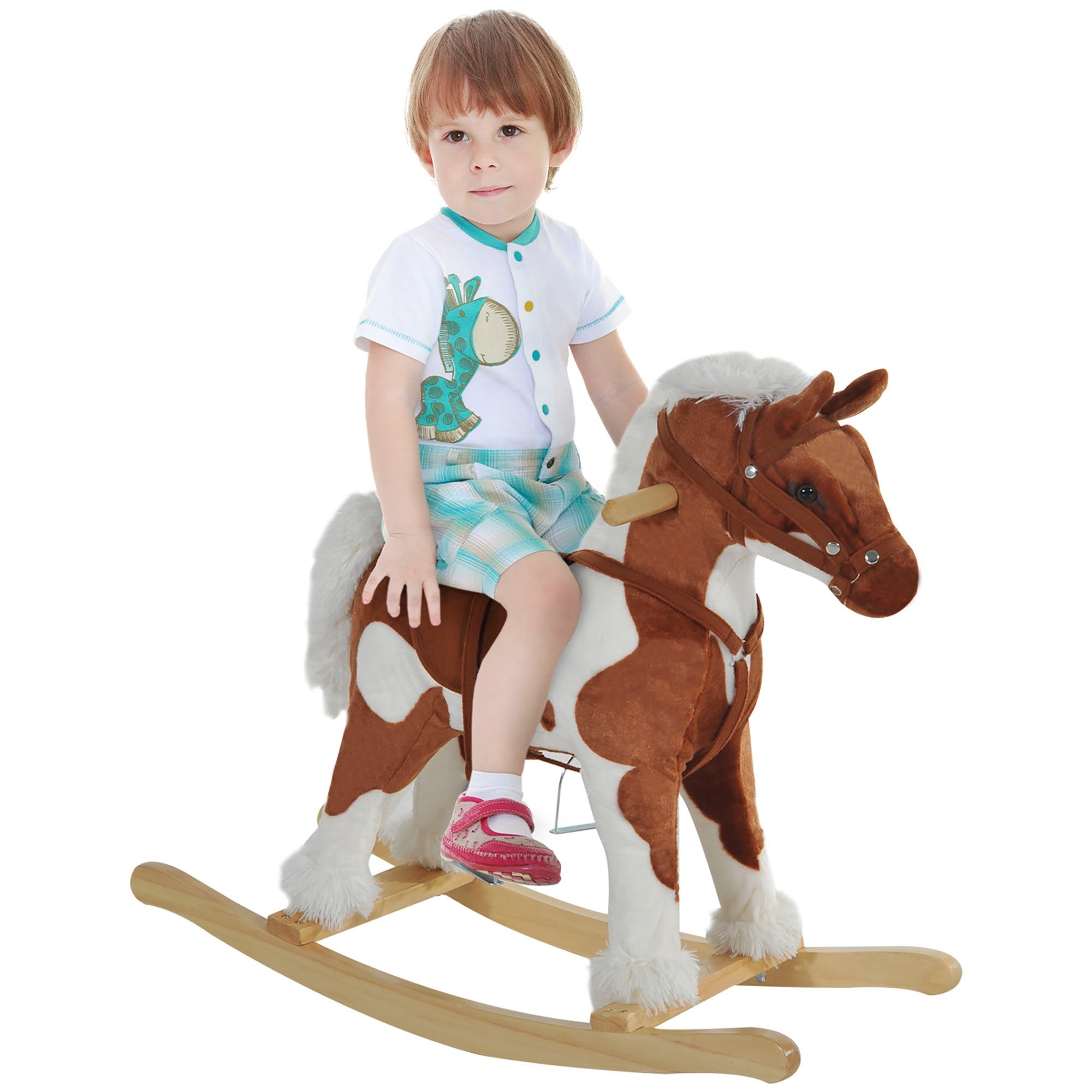 Plush Rocking Horse with Nursery Rhyme Music - Soft Ride-On Rocker for Toddlers