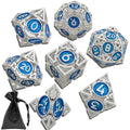 DND Metal Dice Set - 7-Piece Polyhedral D&D Dice with Storage Bag for Tabletop RPG Games