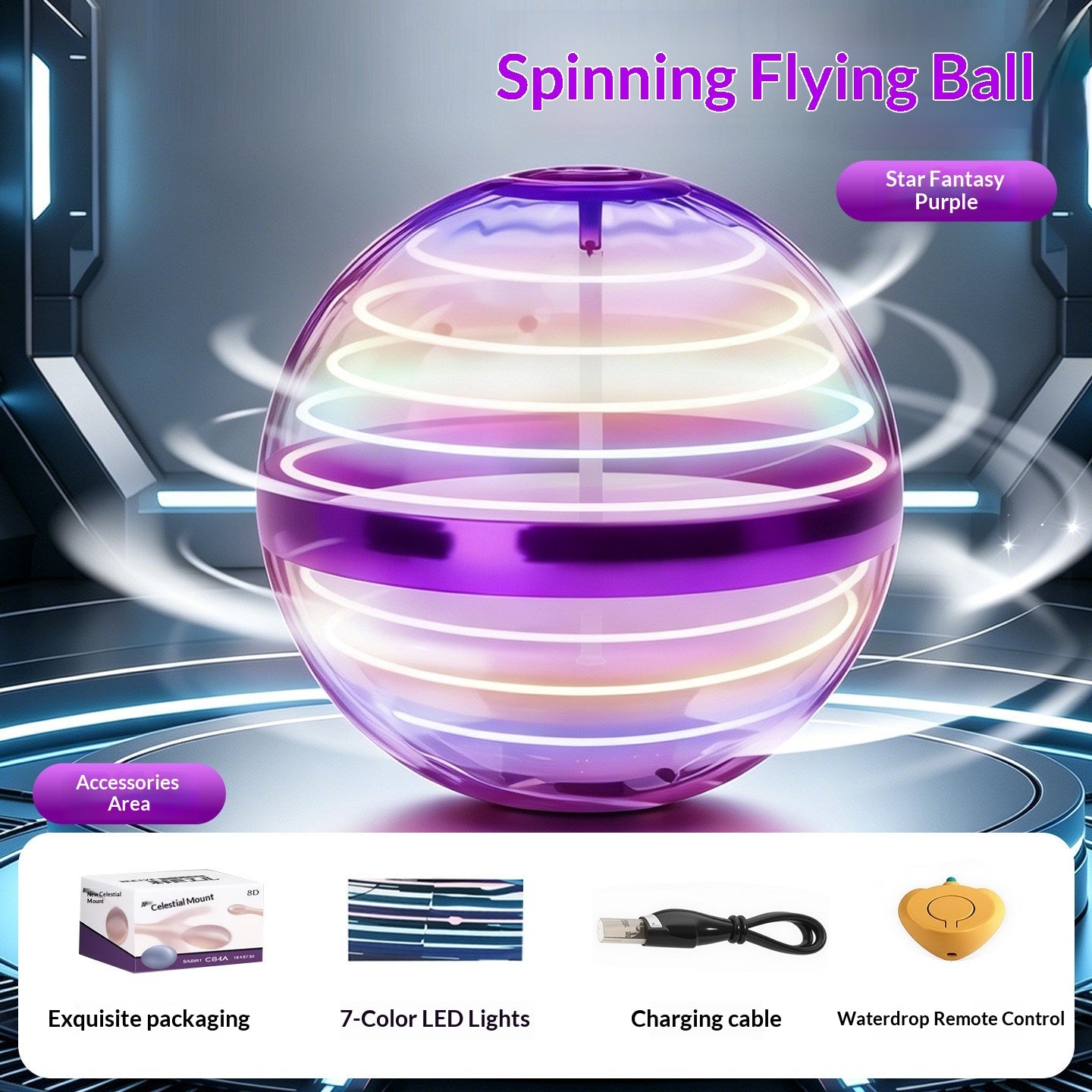 UFO Motion-Sensing Flying Orb Ball - LED Hover Toy for Kids