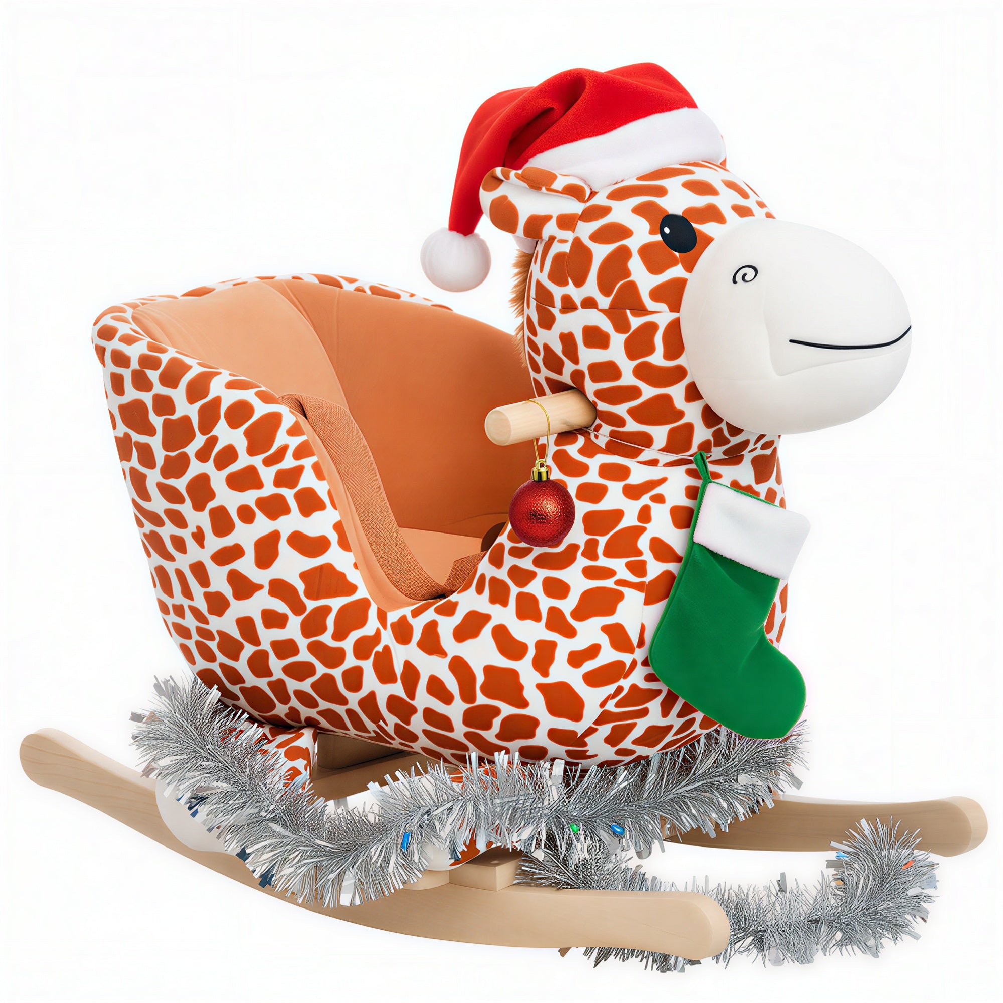 Plush Giraffe Rocking Horse - Ride-On Rocker Chair with Nursery Rhyme Music
