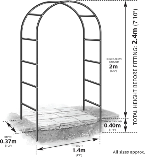 7.9FT Garden Arch Trellis Arched Balloon Climbing Plant