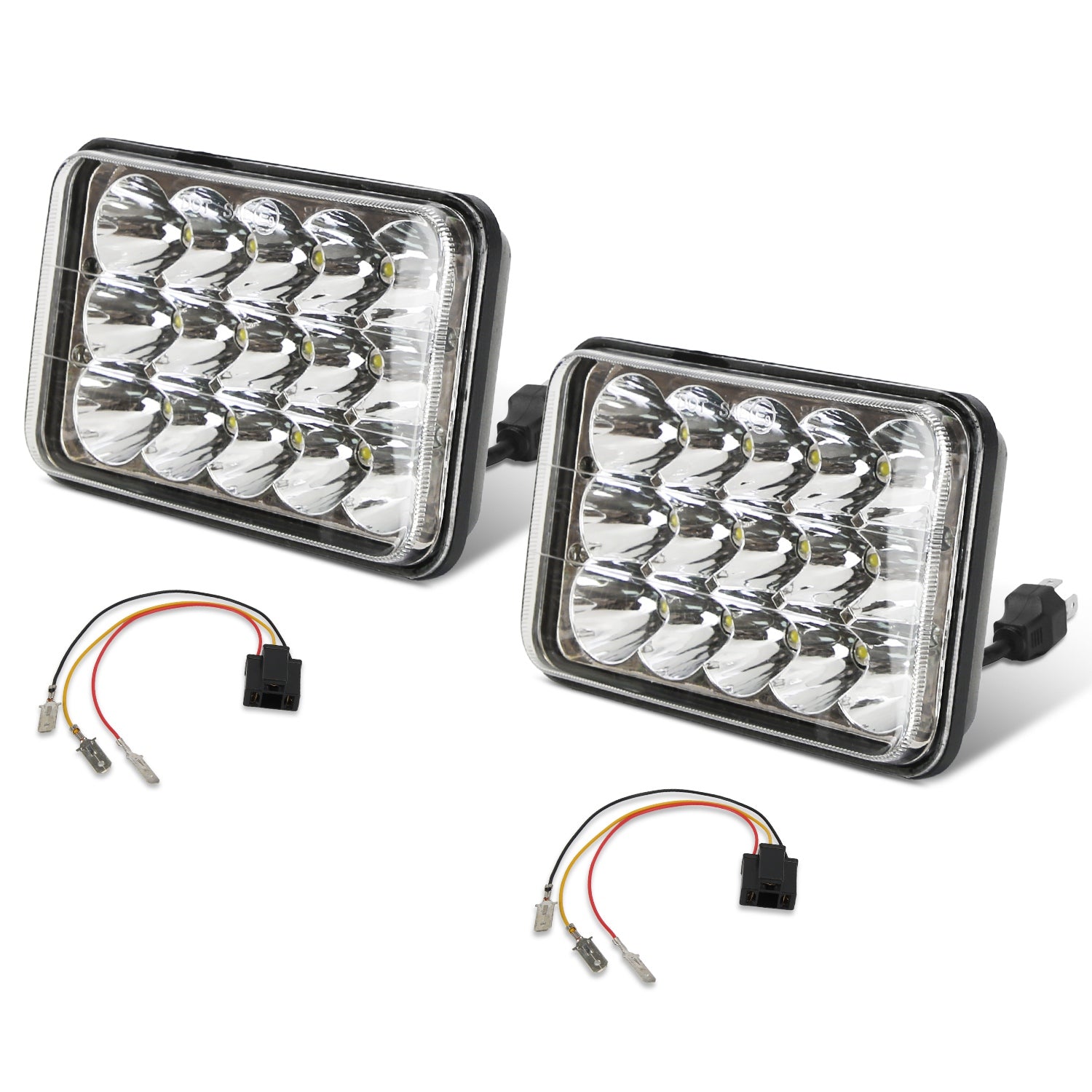 2Pcs 4x6in Car LED Headlights Vehicle Rectangular Headlamp With H4