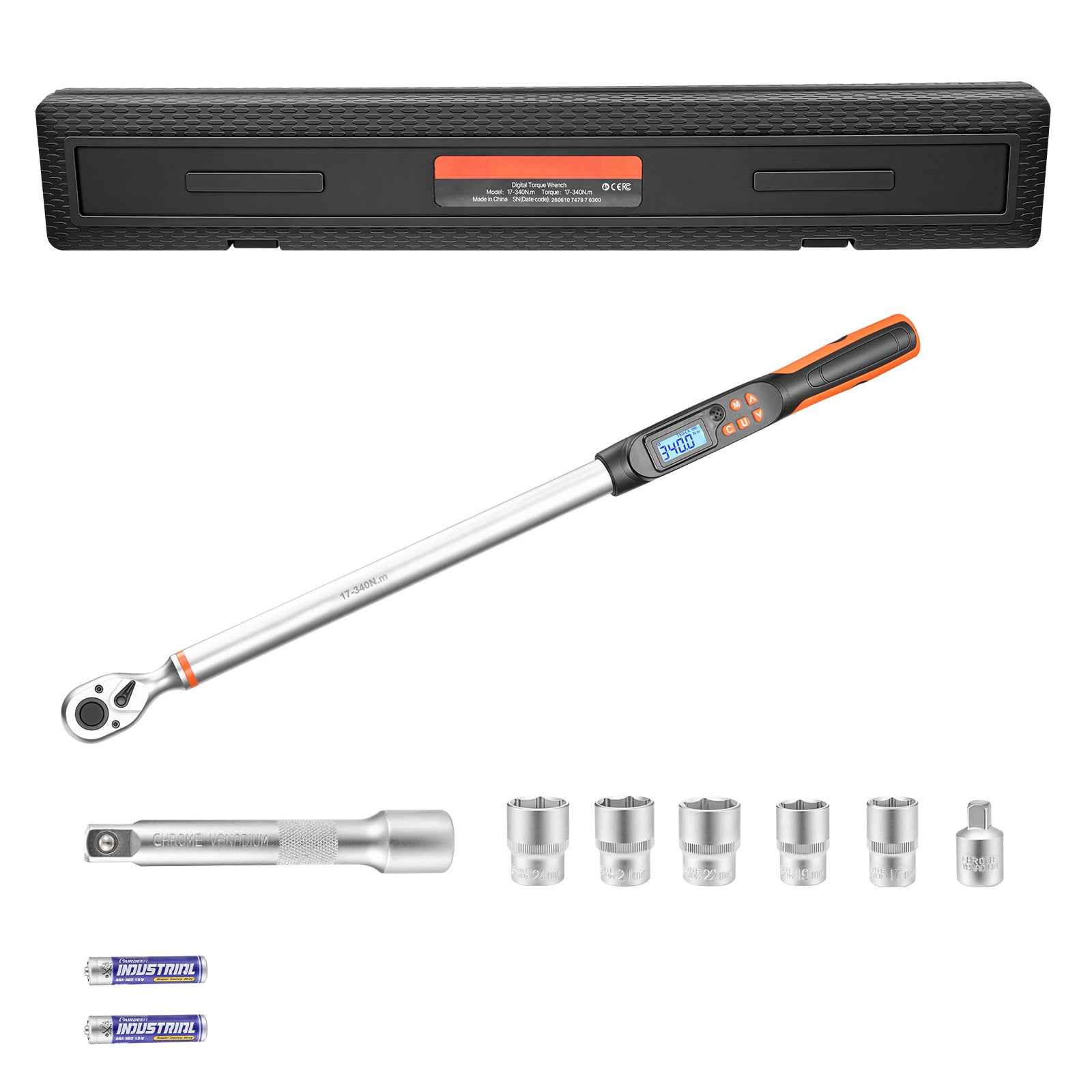 Torque Wrench Set 1/2" Drive Digital Torque Wrench 4 Display Units