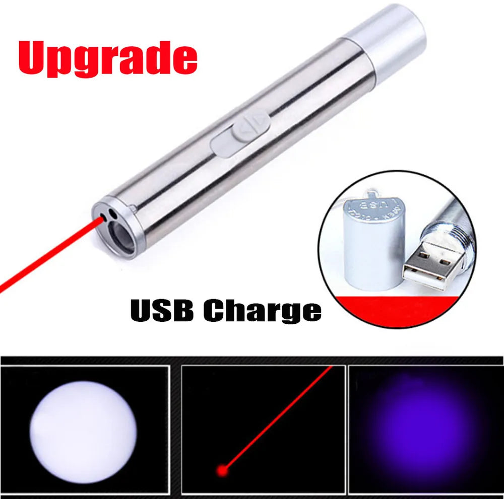 USB Rechargeable Cat Laser Pointer Pen - Interactive Chase Toy for Cats & Dogs