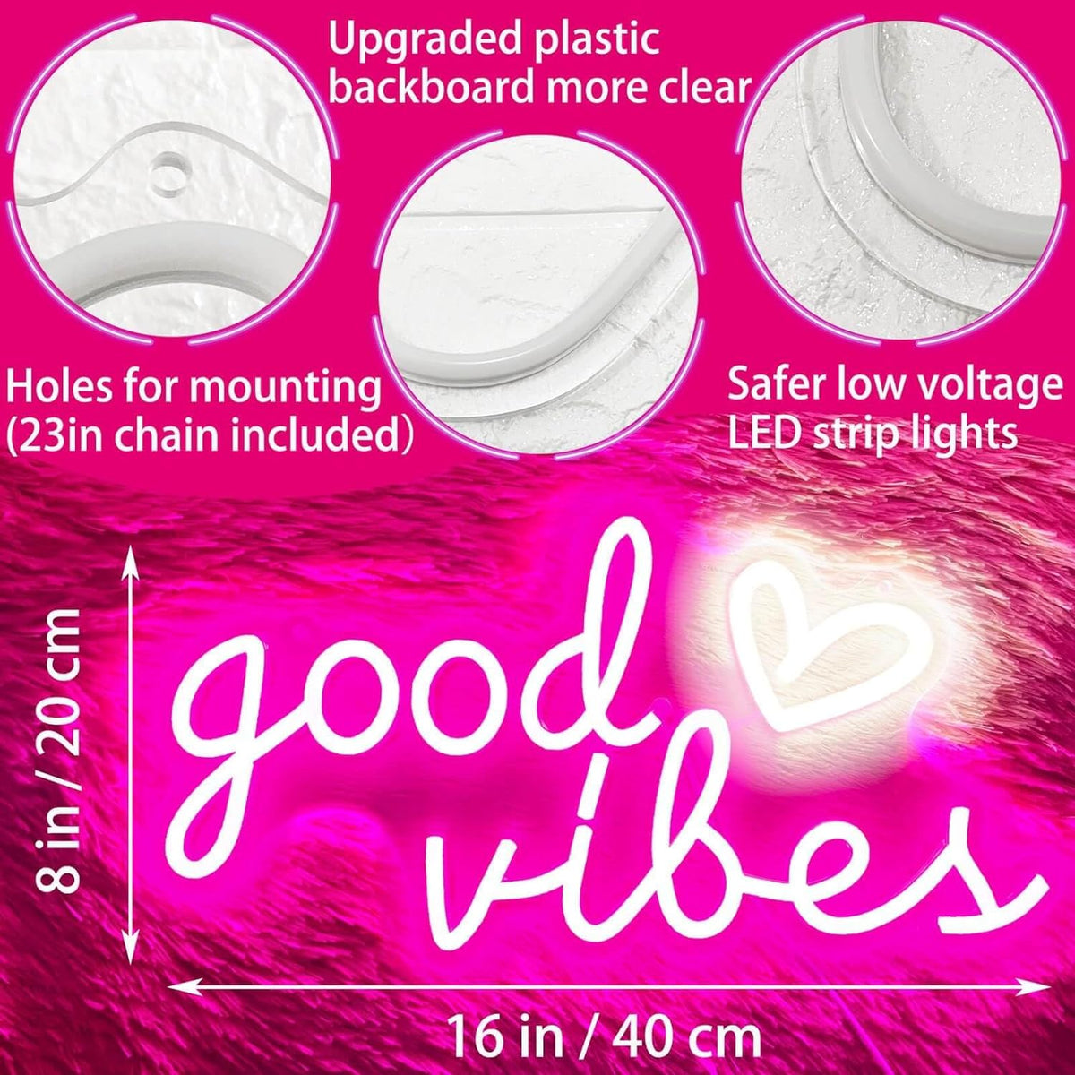 Pink Good Vibes Neon Sign