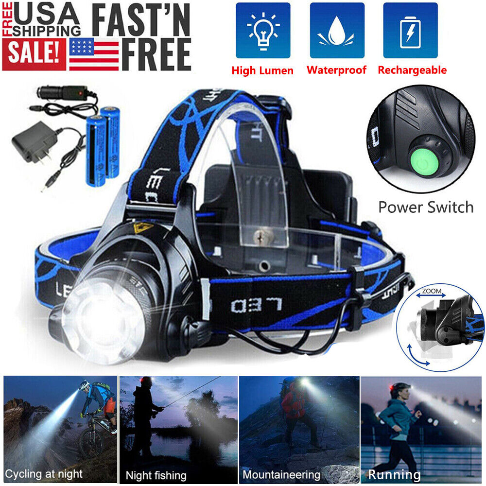 Rechargeable LED Zoom Headlamp - Ultra-Bright Hands-Free Head Torch