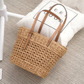 Large Capacity Fashion Urban Simple White Khaki Straw Braided Bag