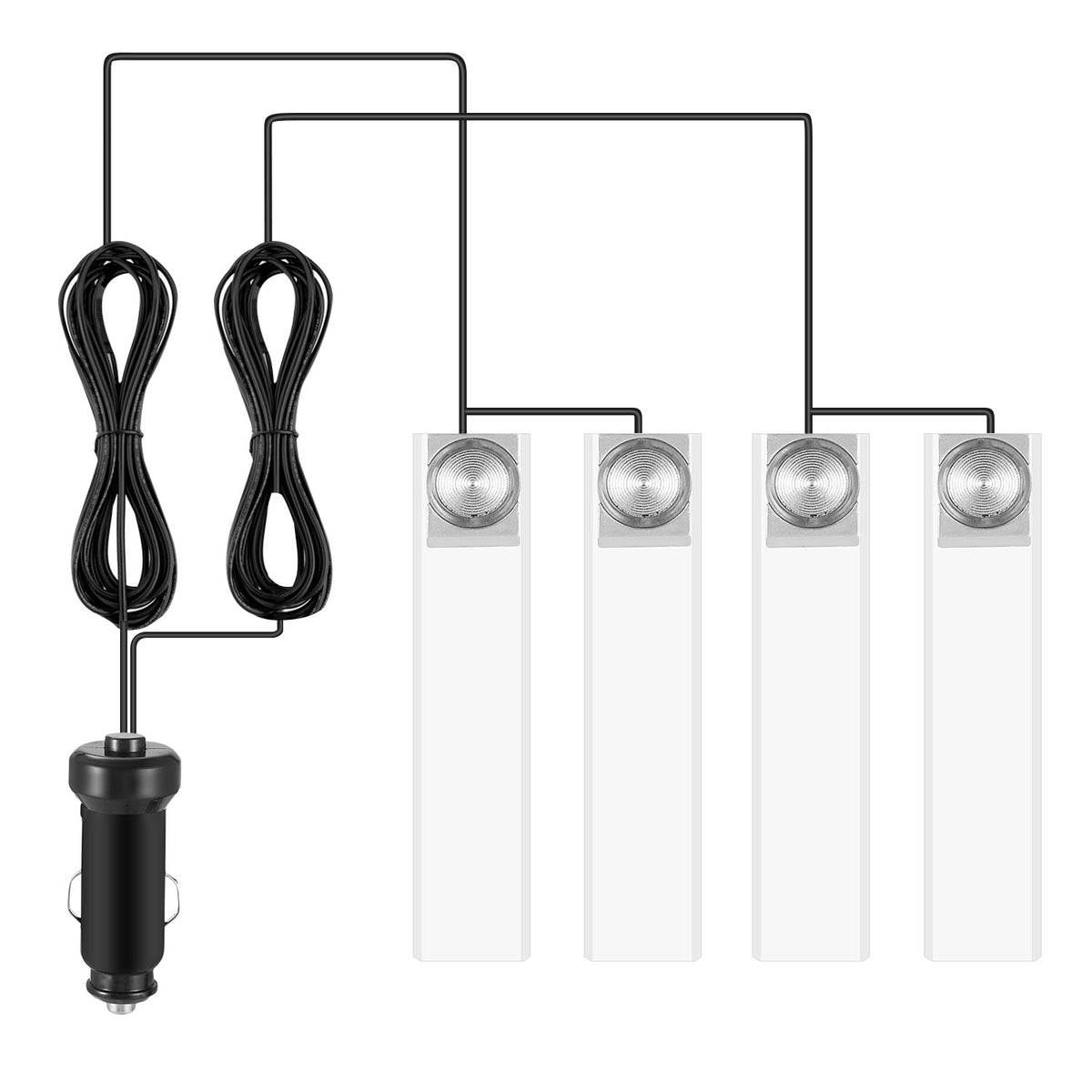 4Pcs Car Interior LED Atmosphere Light Car Charge Decorative Lamp DC