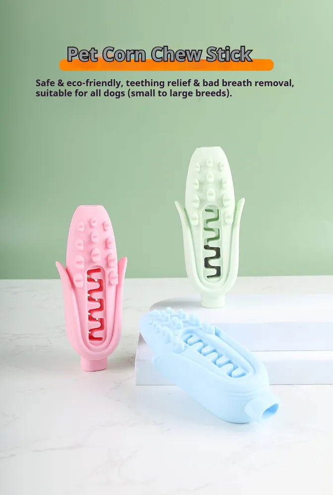Corn-Shaped Dog Chew Toy - Durable Silicone Teething Toy for All Breeds