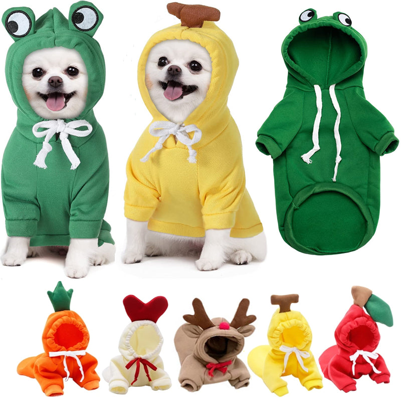 Cute Fruit Dog Hoodie - Warm Fleece Winter Sweater for Small Dogs & Cats